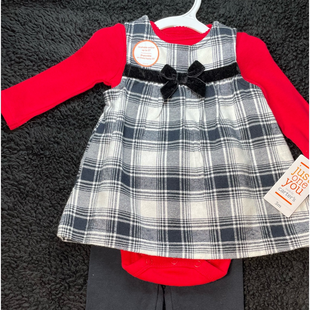 New Carters Baby Girl Dress ~ Size 3 Months Black & White Plaid Pattern